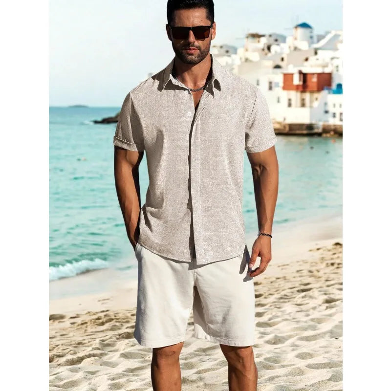 Men's Linen Short Sleeve Shirt For Breathable Everyday Comfort