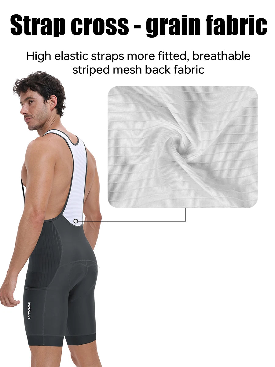 Men's Cycling Bib Pants Anti Slip Leg Grips Padded