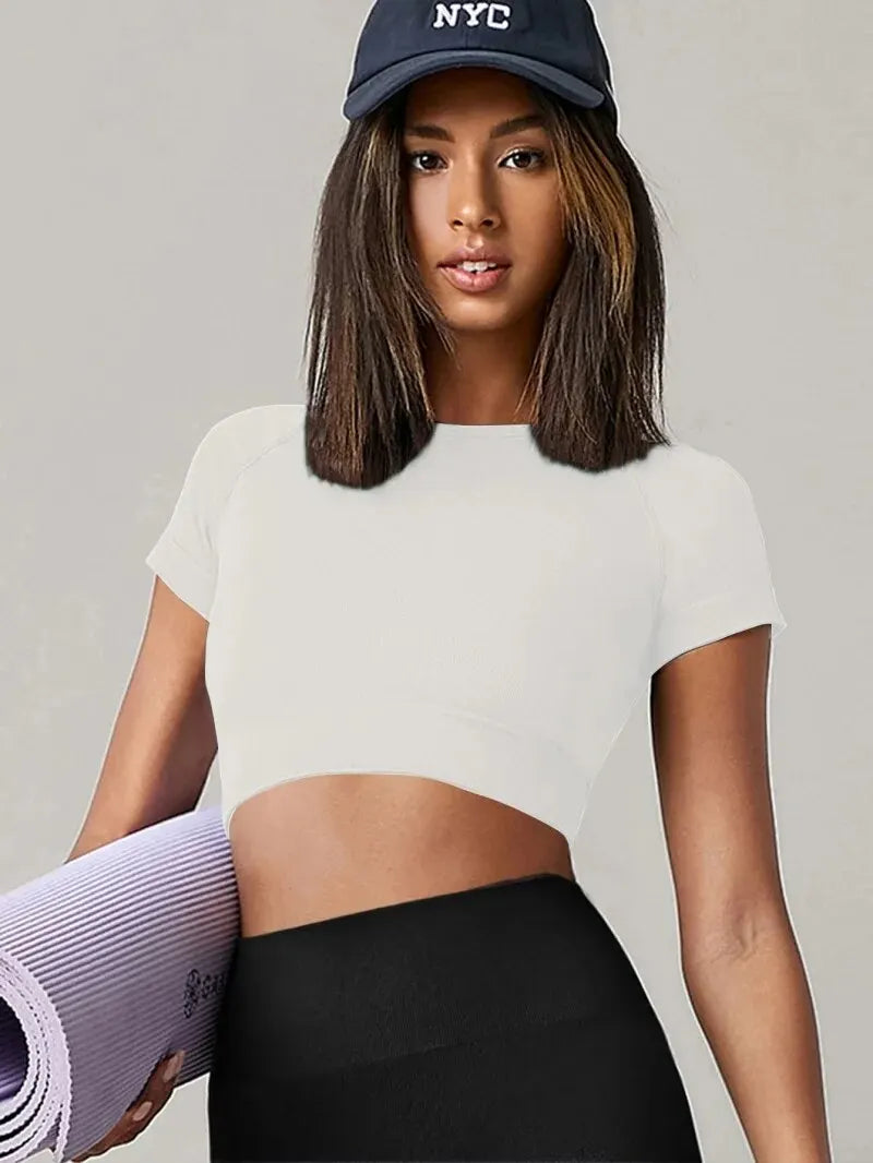 Womens Yoga Top Seamless Sport T Shirt For Workout Comfort