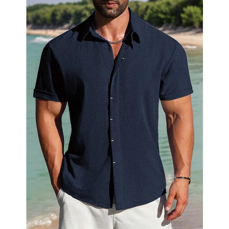 Men's Linen Short Sleeve Shirt For Breathable Everyday Comfort