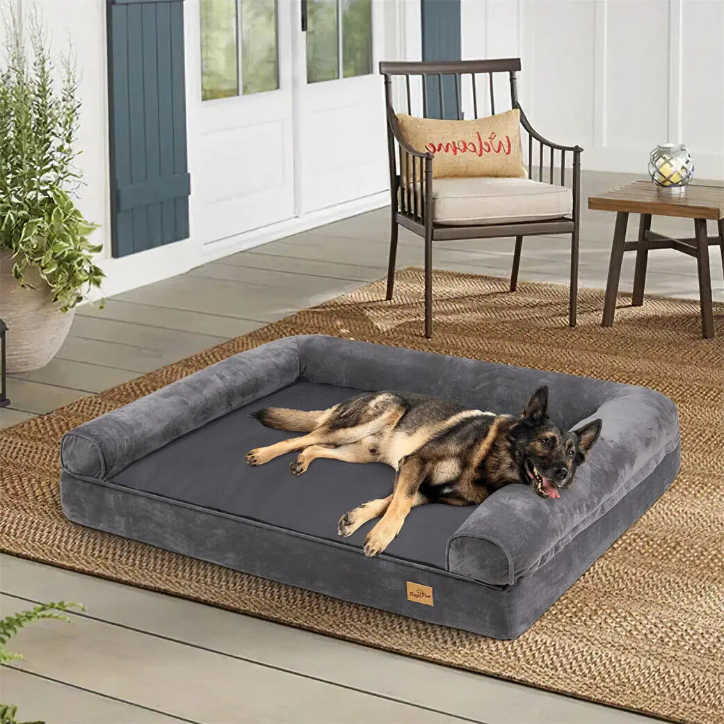 Orthopedic Dog Bed Mattress With Removable Washable Cover And Bolster