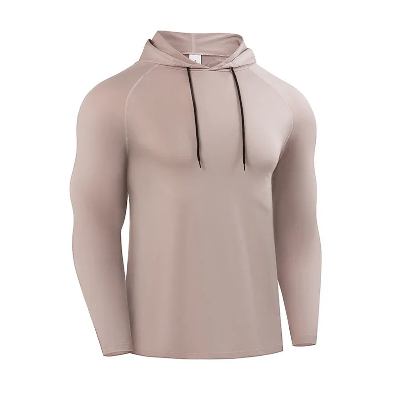 Mens Fitness Hooded T Shirt Polyester Training Top