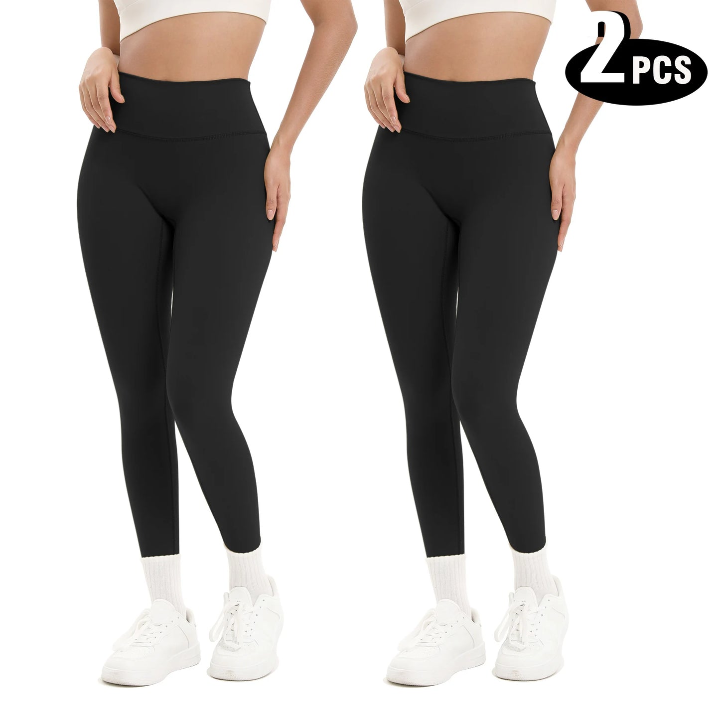 Women High Waisted Fitness Leggings 2 Pack For Gym Running
