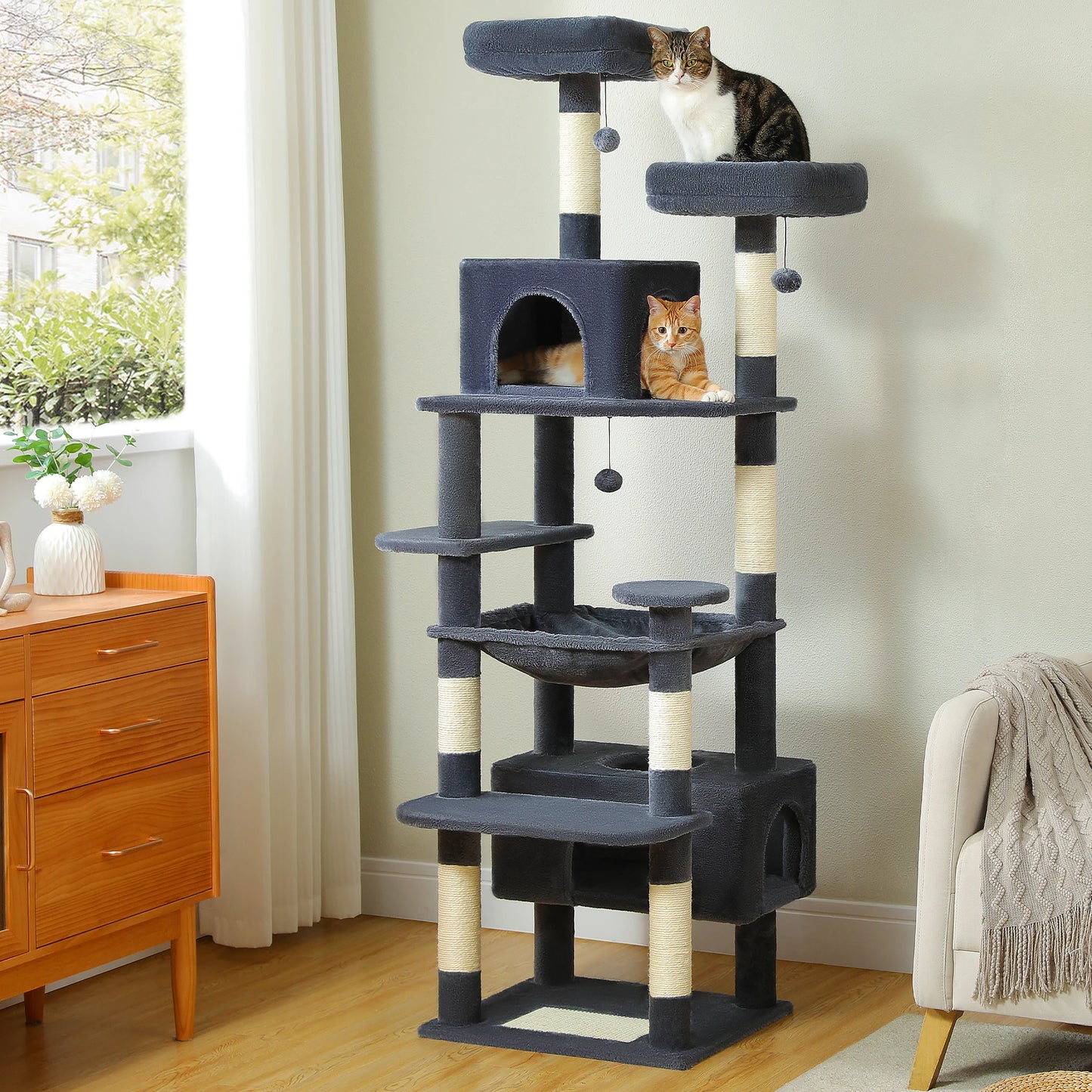 Large Cat Tree And Tower For Indoor Cats With Hammocks