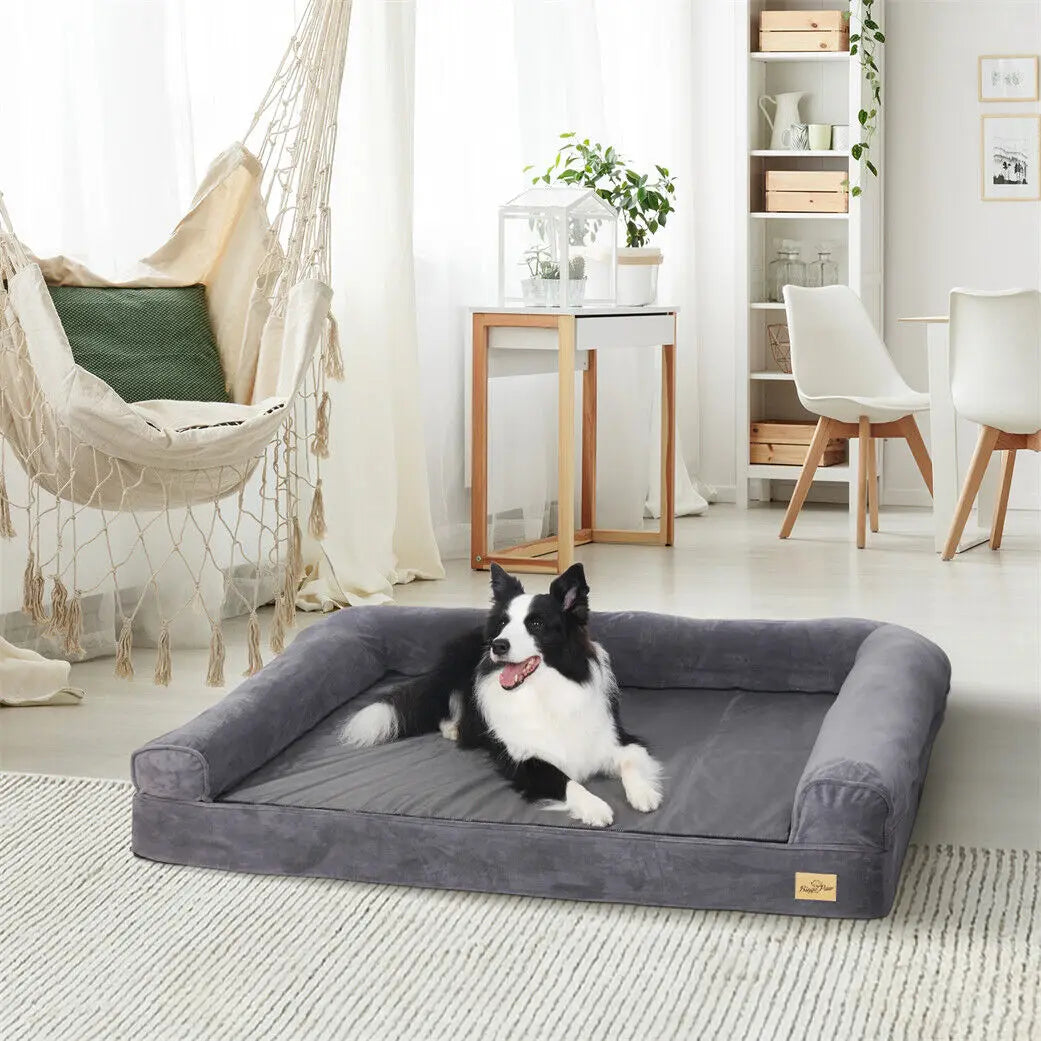 Orthopedic Dog Bed Mattress With Removable Washable Cover And Bolster