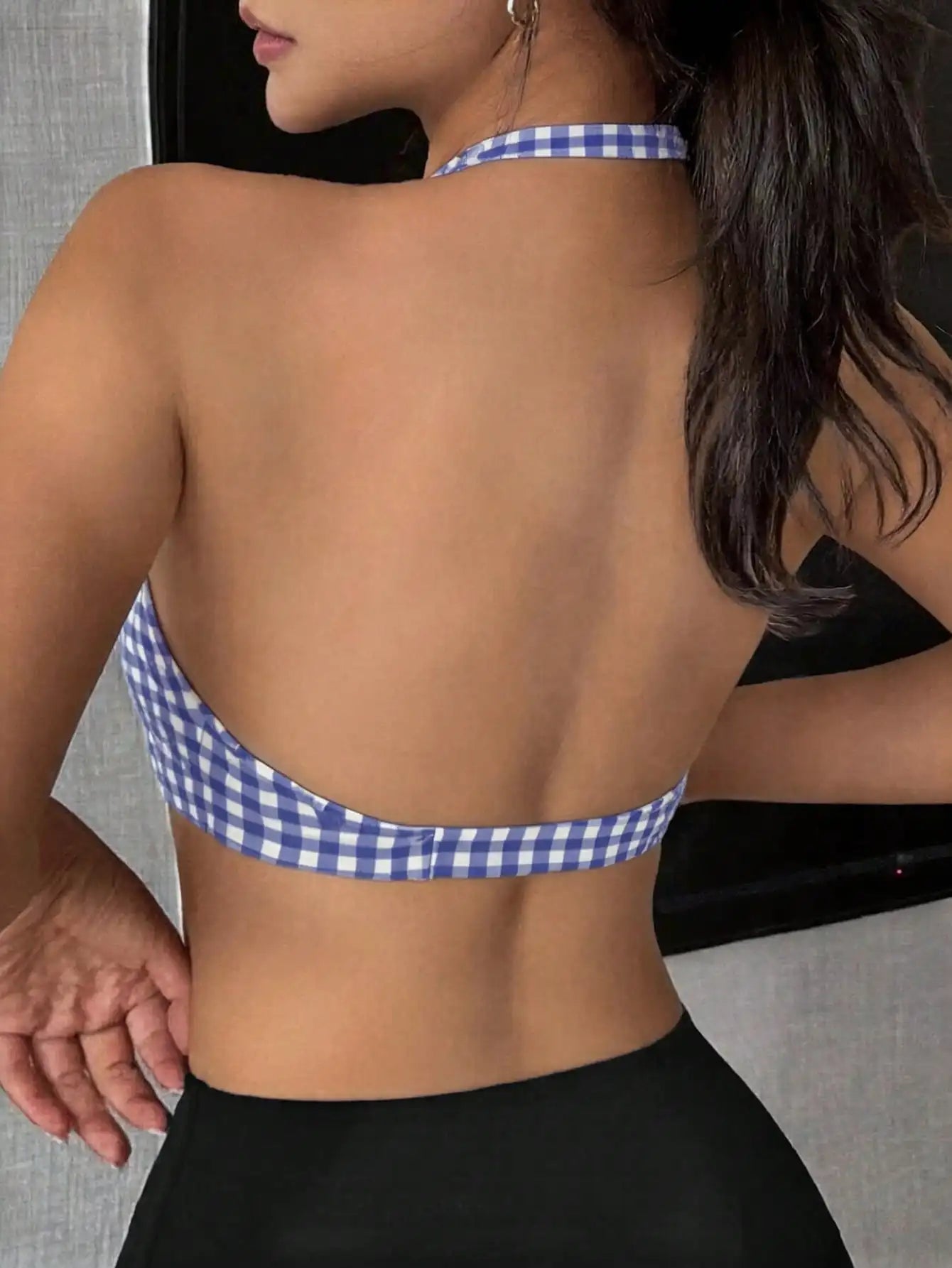 Womens Halter Twist Front Yoga Sports Bra With Gather Detailing