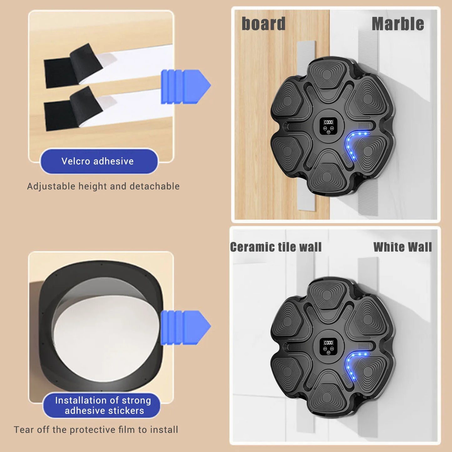 Portable Wall Mounted Boxing Pad Interactive Musical Training Device