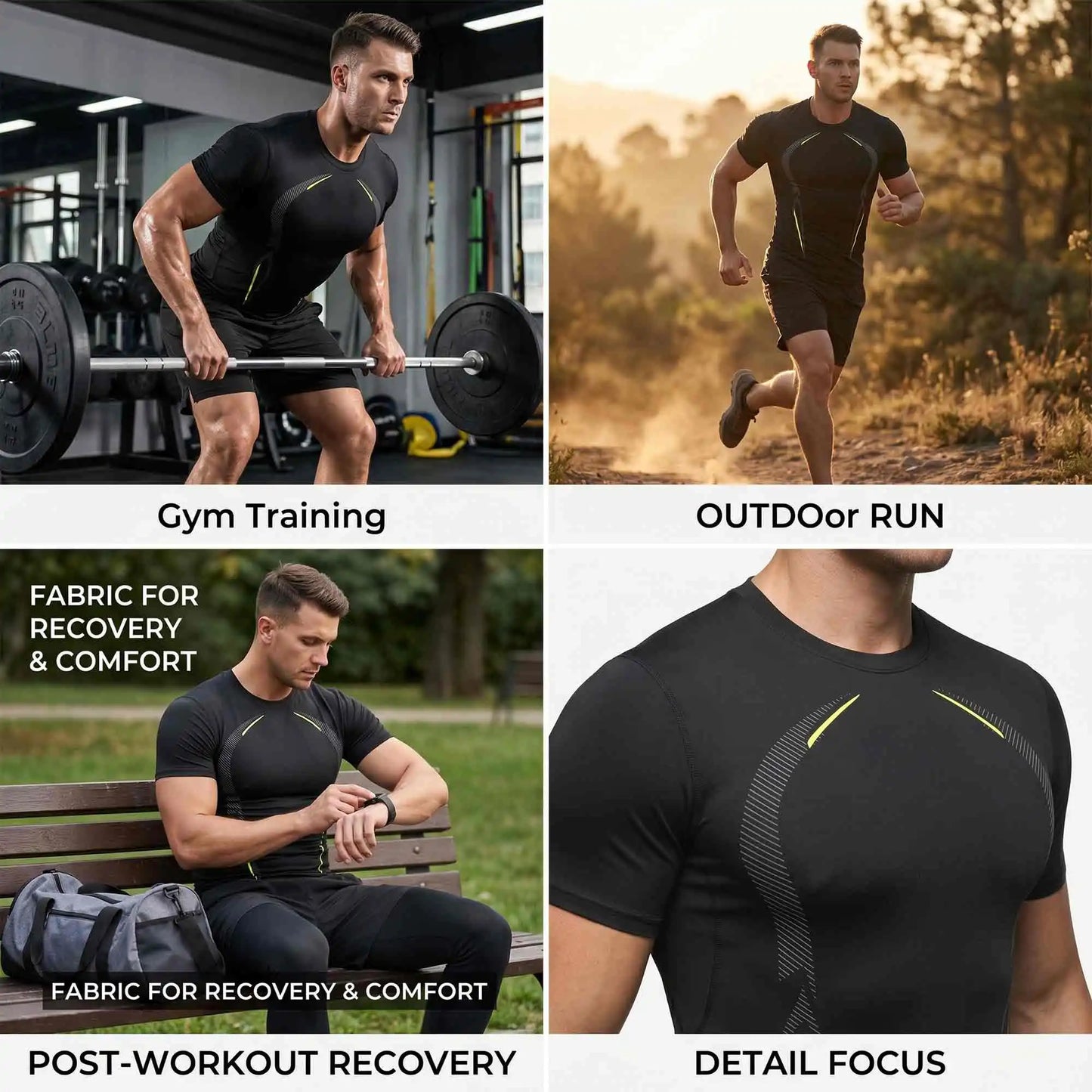 Three Pack Mens Compression Short Sleeve Shirts Workout Gear