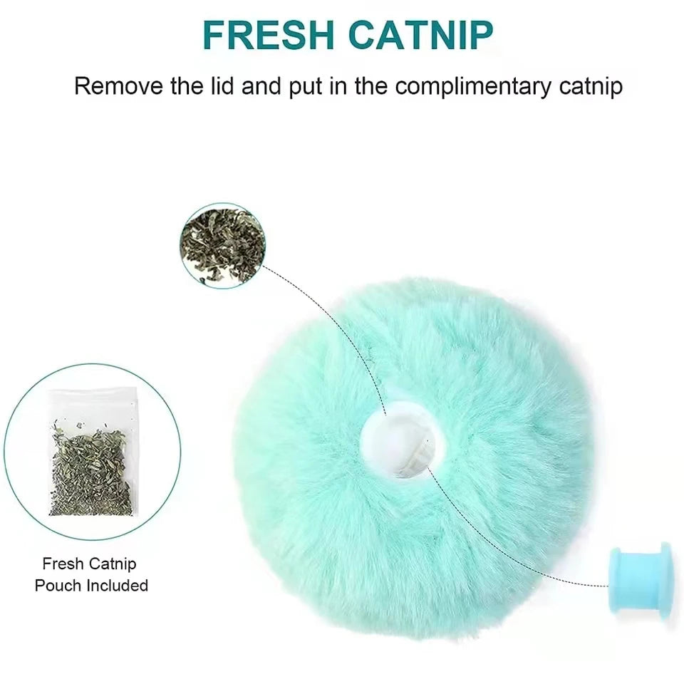 Interactive Plush Cat Ball Squeak Toy With Catnip Training