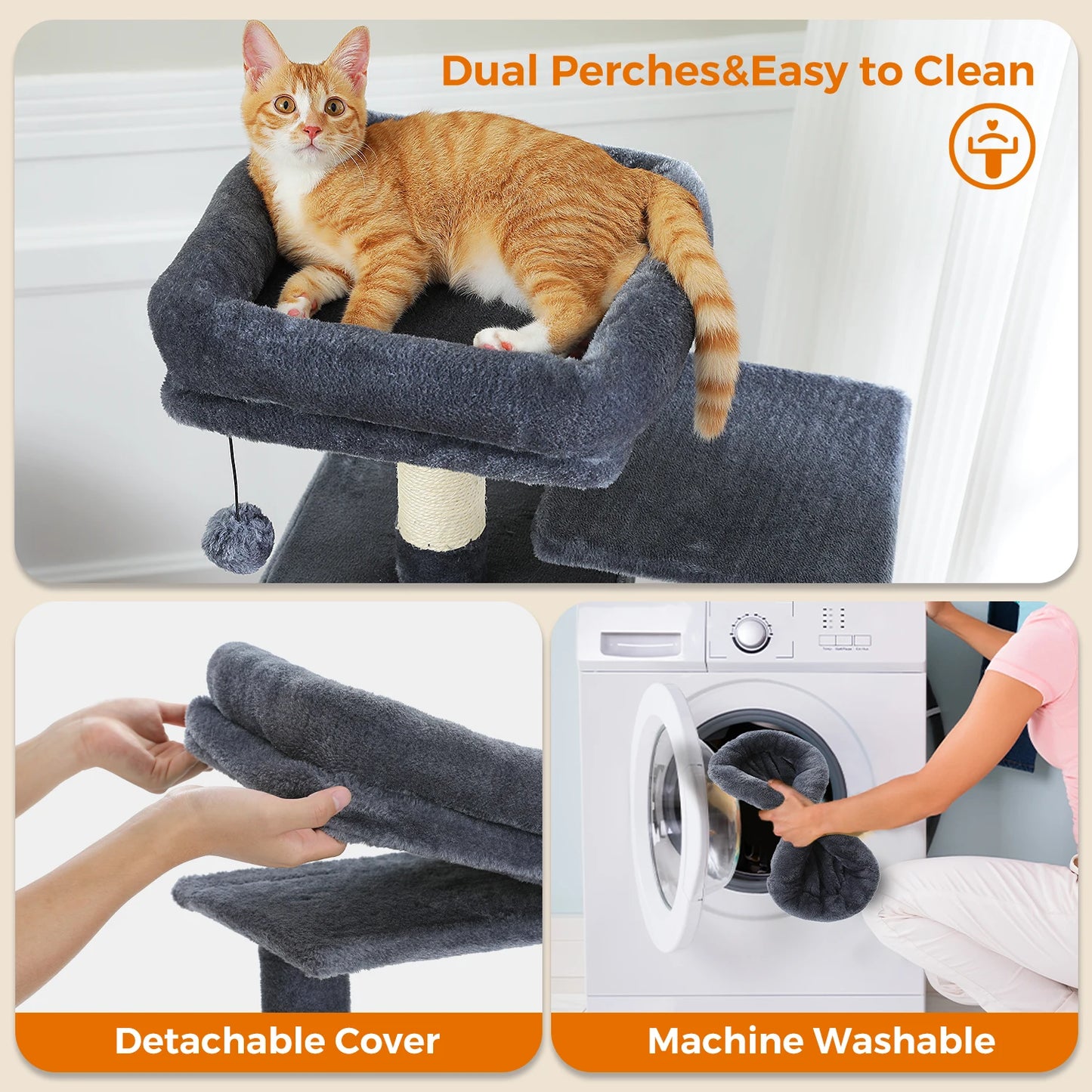 Large Cat Tree And Tower For Indoor Cats With Hammocks