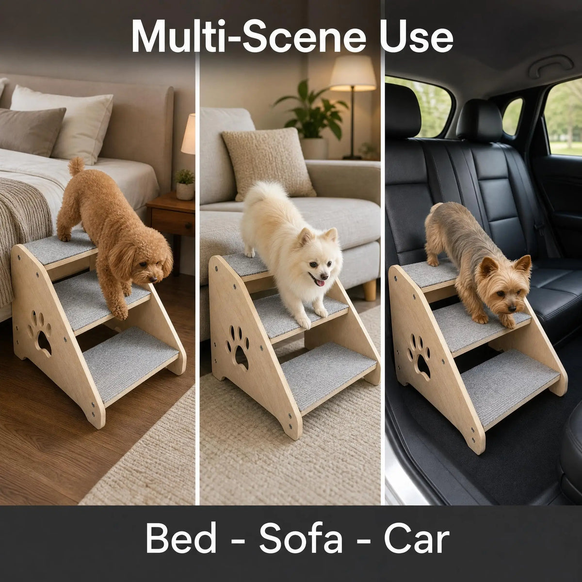 Wooden Pet Stairs for Dogs and Cats With Easy Access