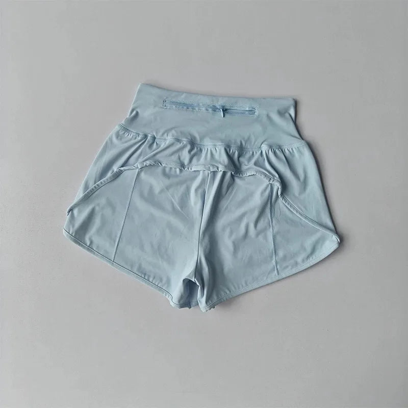 Women High Waist Yoga Sports Shorts With Anti Glare Lining
