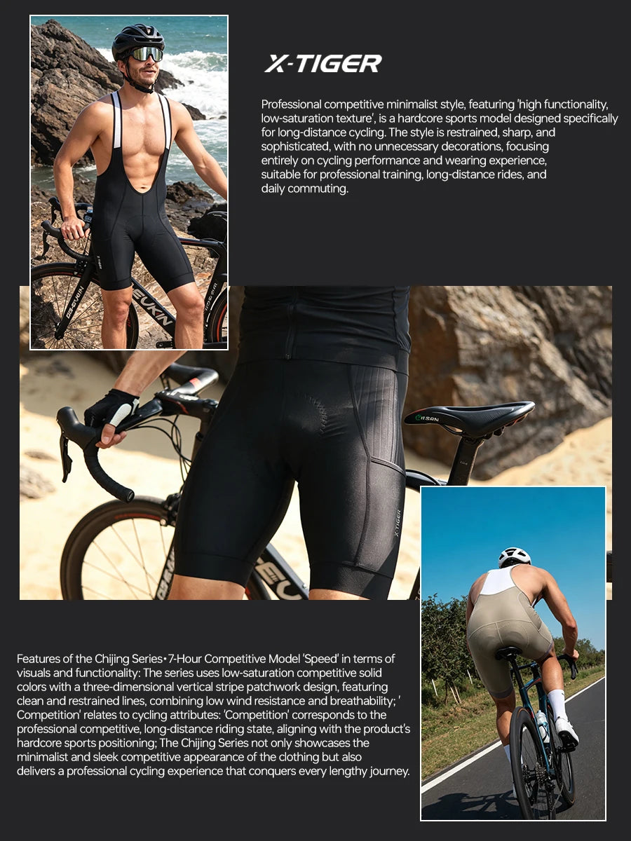 Men's Cycling Bib Pants Anti Slip Leg Grips Padded