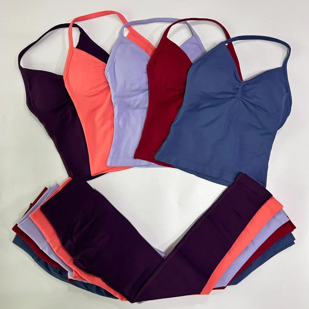 Seamless Womens Workout Set With Tank Top And Leggings