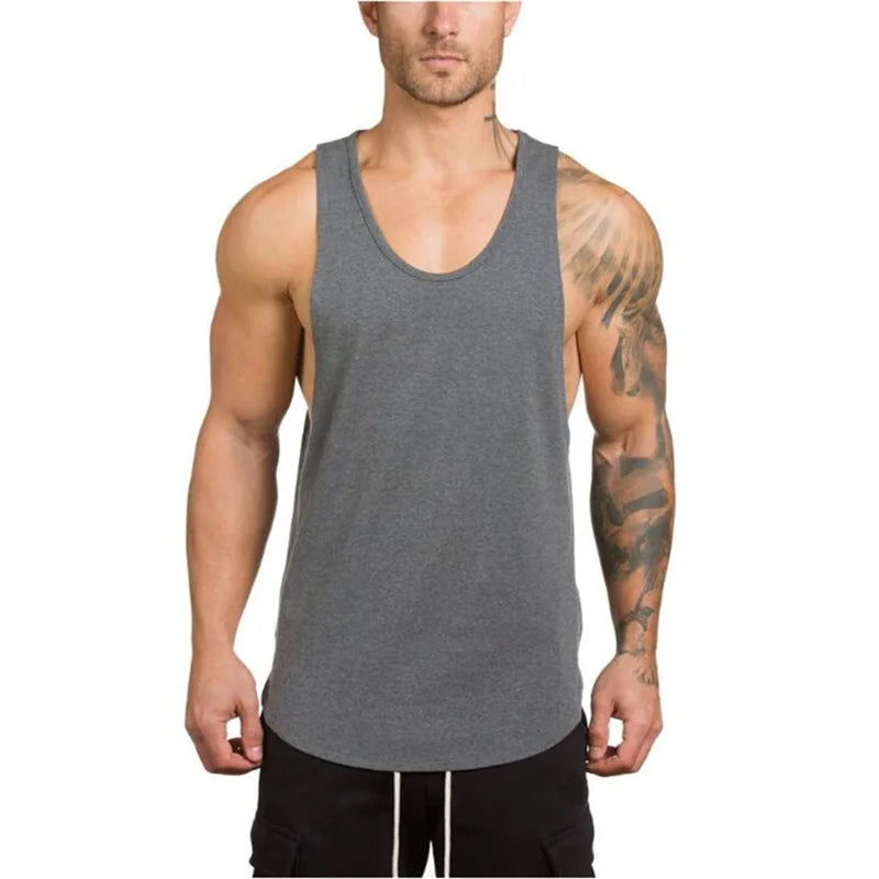 Cotton Breathable Sleeveless Muscle Tank Tops For Men
