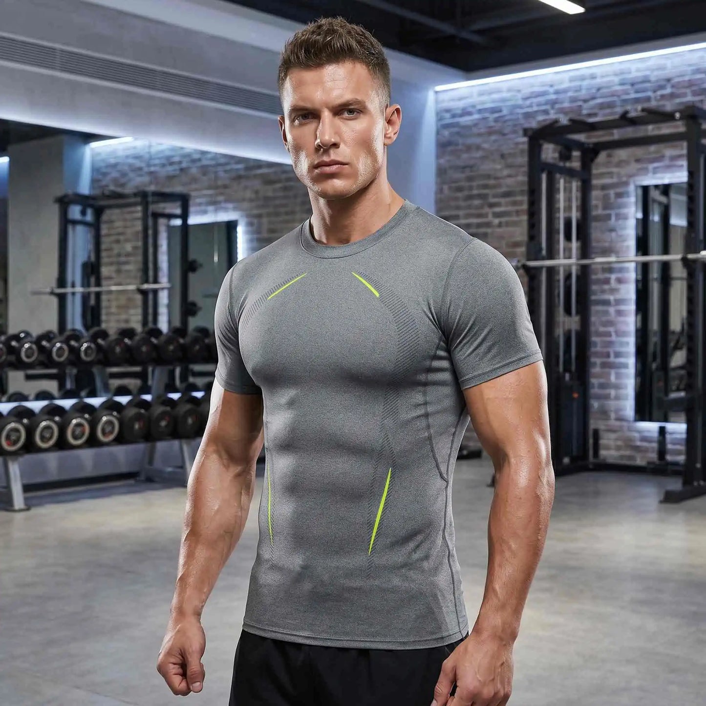 Three Pack Mens Compression Short Sleeve Shirts Workout Gear