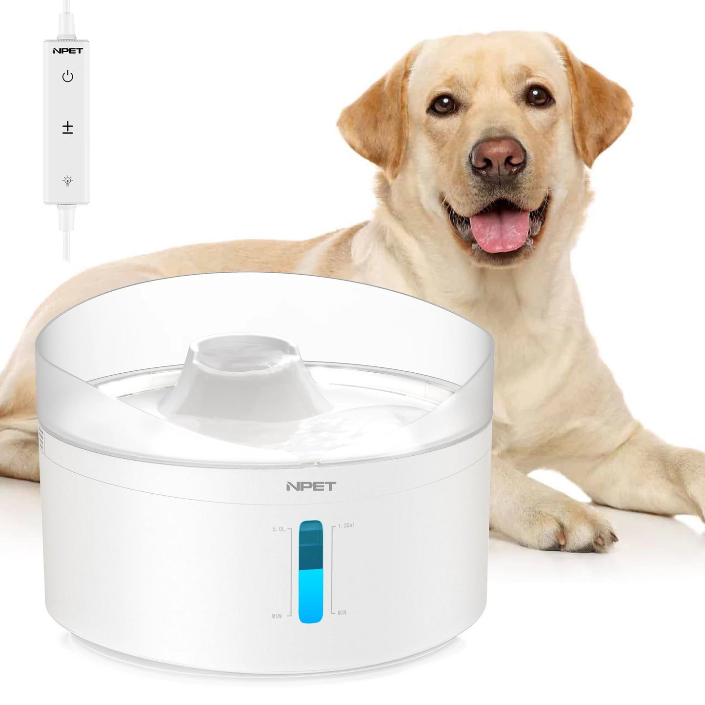 Auto dog water fountain 5L Triple filter sys controller of water & light