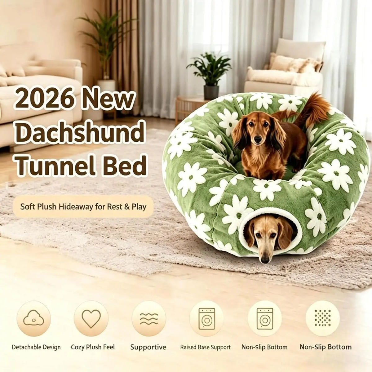 Cat Plush Foldable Tunnel Bed for Cozy Indoor Playtime