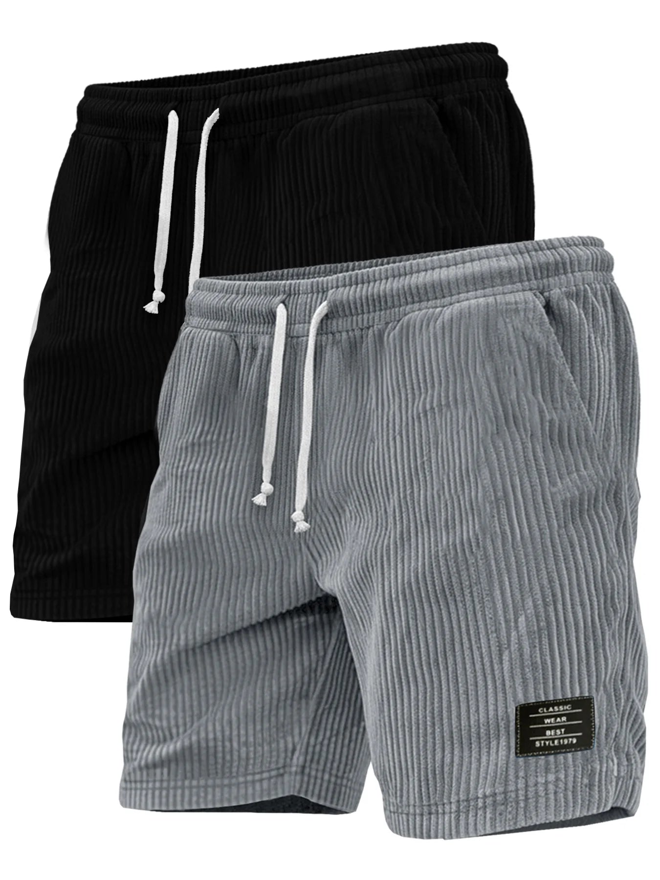 Men's Thick Striped Corduroy Shorts 2 Piece Casual Set