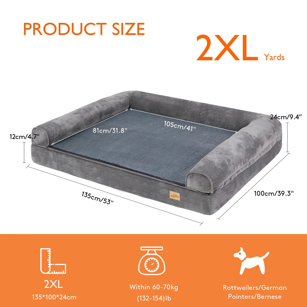 Orthopedic Dog Bed Mattress With Removable Washable Cover And Bolster