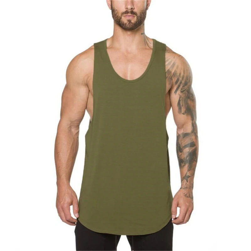 Cotton Breathable Sleeveless Muscle Tank Tops For Men