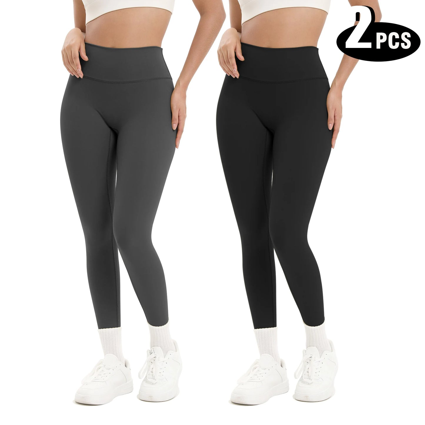 Women High Waisted Fitness Leggings 2 Pack For Gym Running