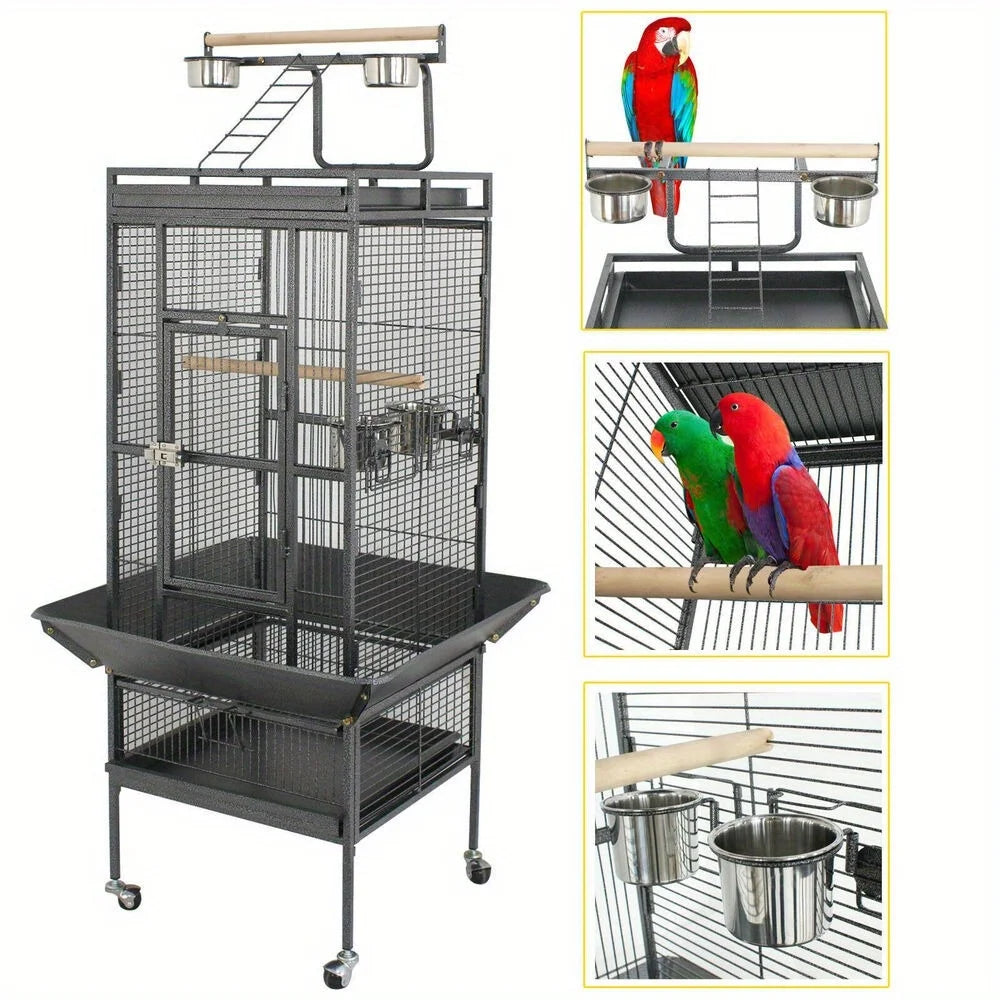 Bird cage steel top with rolling brackets