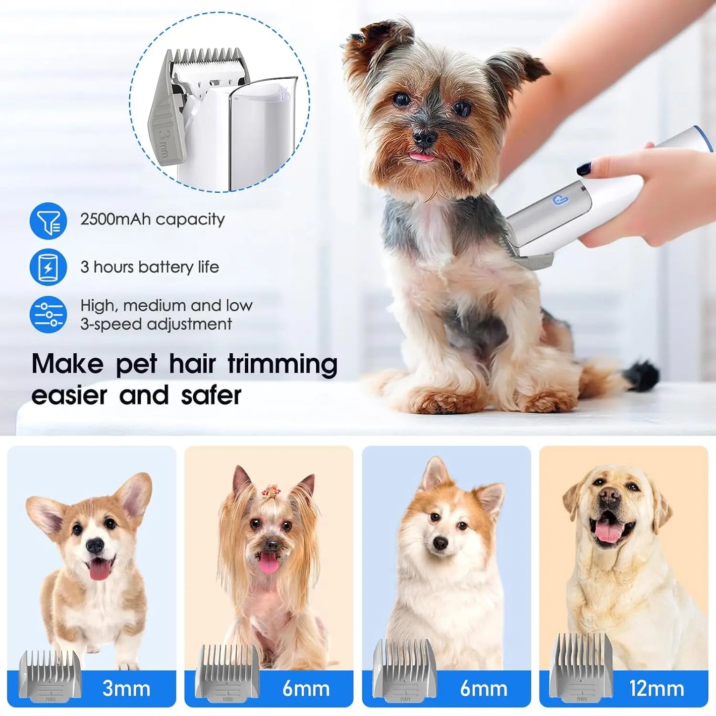 Pet Grooming Kit With Vacuum And 5 Grooming Tools Pro