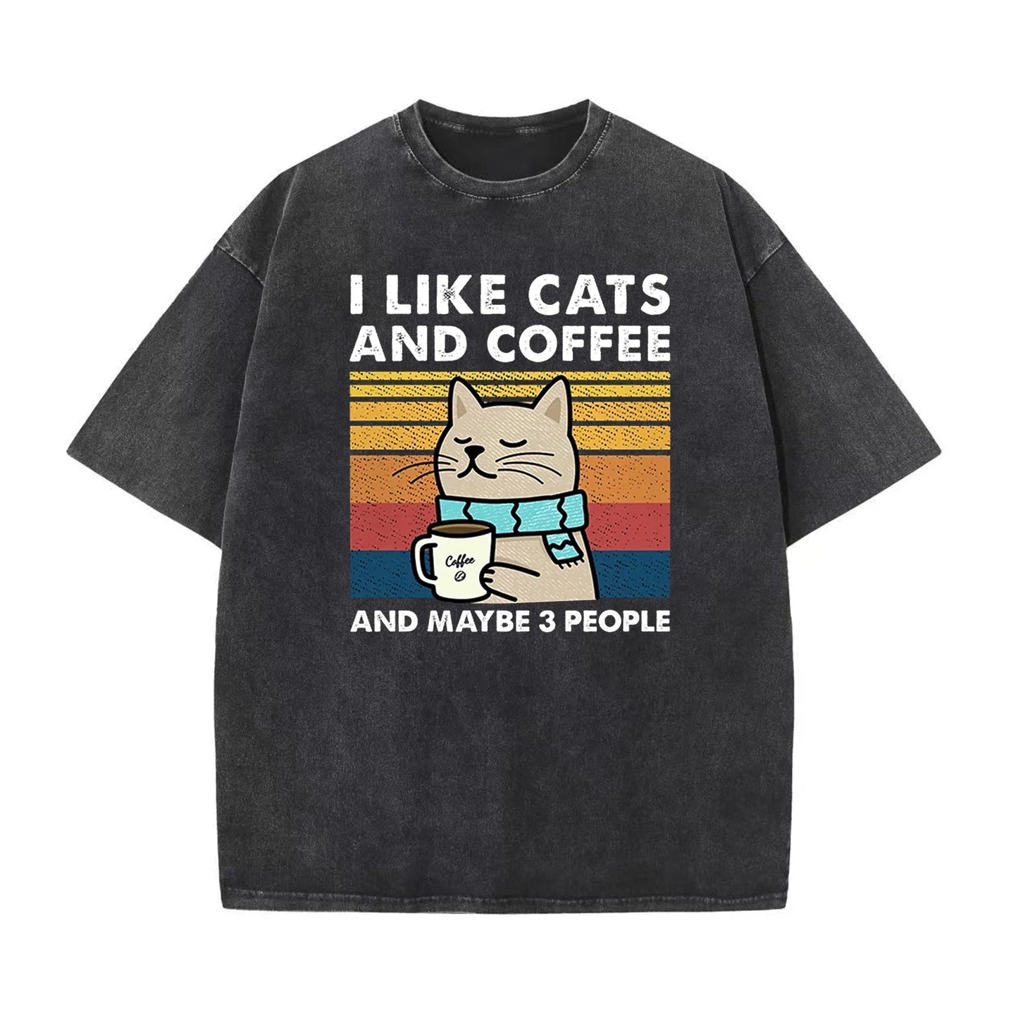 Unisex I Love Cats And Coffee Graphic Print Cotton T Shirt