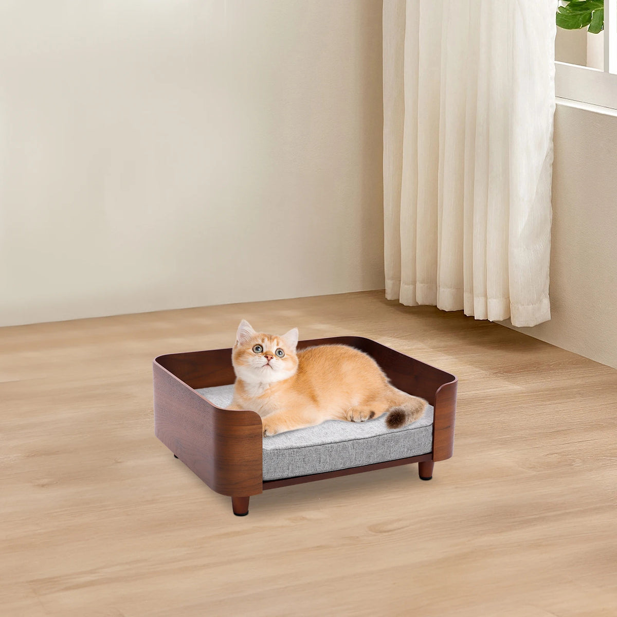 Small Dogs or Cats Elevated Pet Sofa Bed  with Wood Legs and 1.97in Cushion