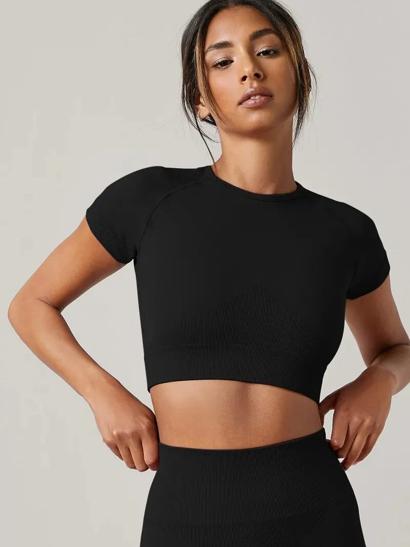 Womens Yoga Top Seamless Sport T Shirt For Workout Comfort