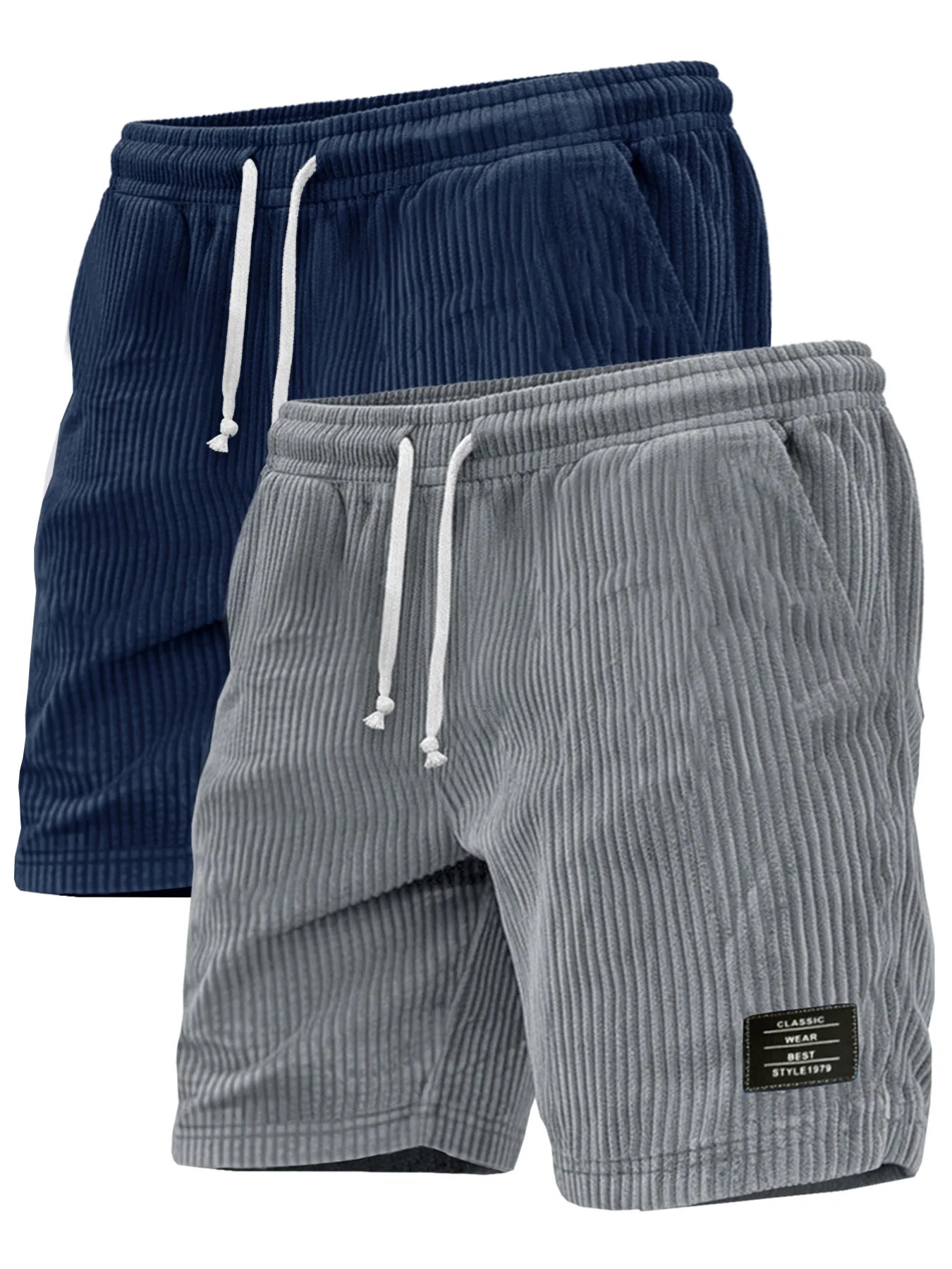 Men's Thick Striped Corduroy Shorts 2 Piece Casual Set