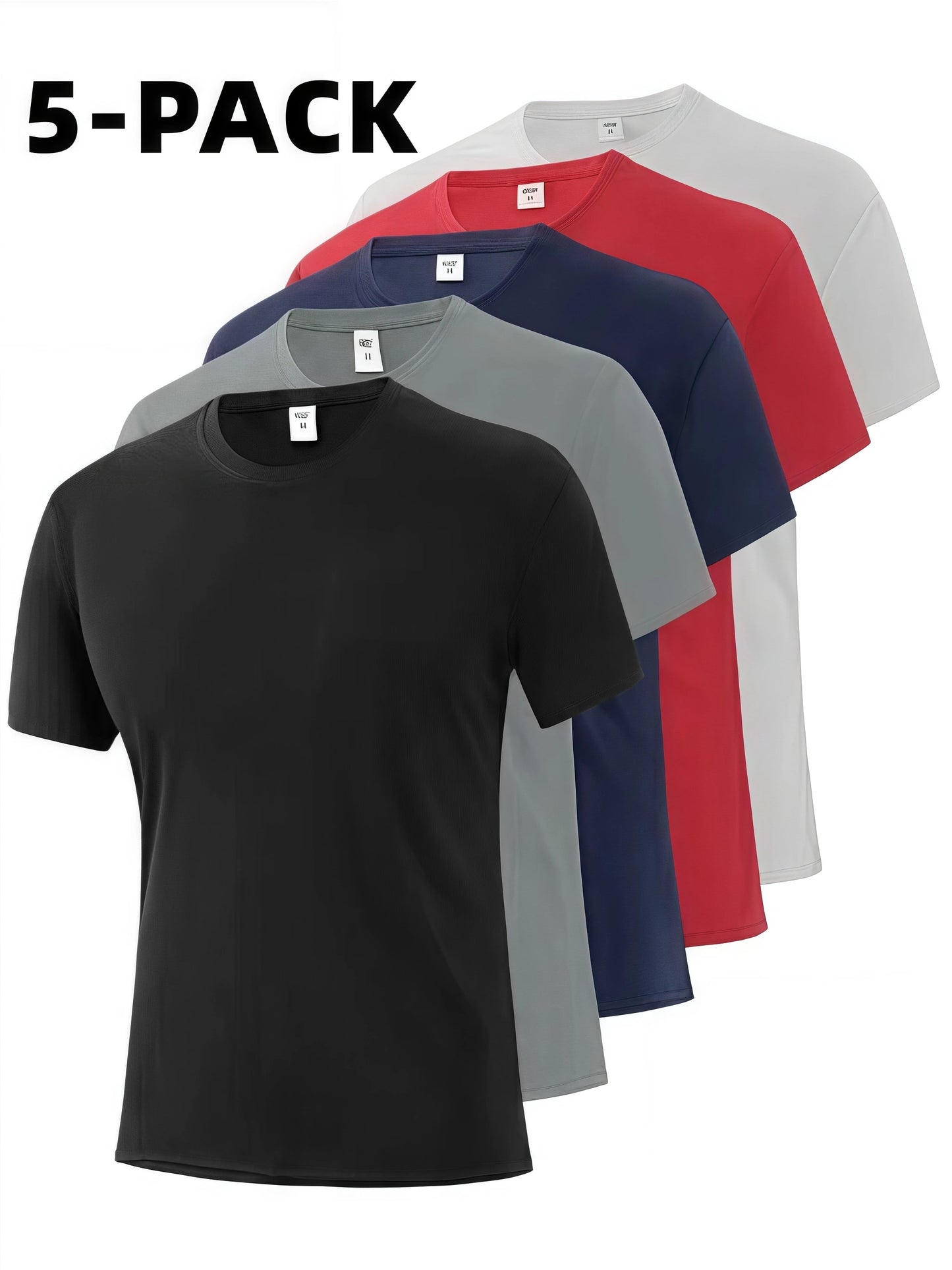 Mens Quick Dry Short Sleeve Polyester Shirts 5 Pack Breathable