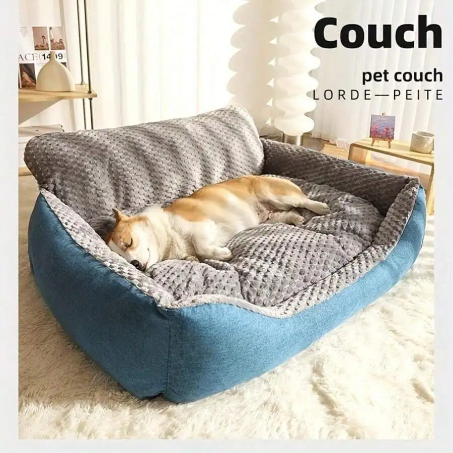 Comfortable Warm Plaid Pattern Dog Bed With Polyester Filling