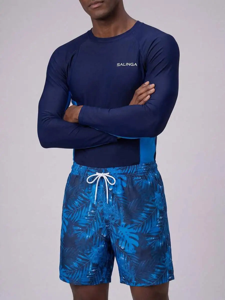 Men's Long Sleeve Rash Guard And Swim Shorts For Surfing