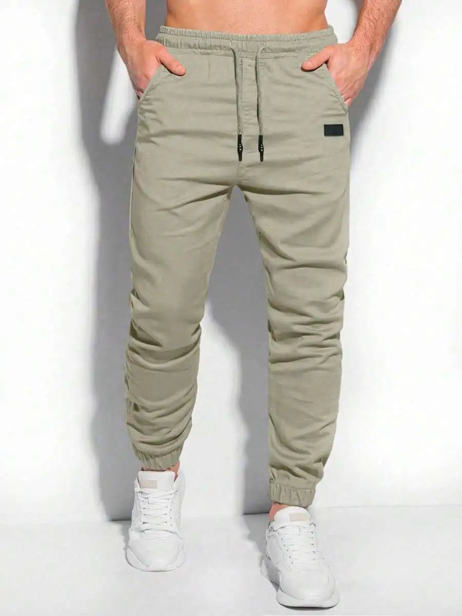 Men's Jogger Pants With Drawstring Waist And Ribbed Hem