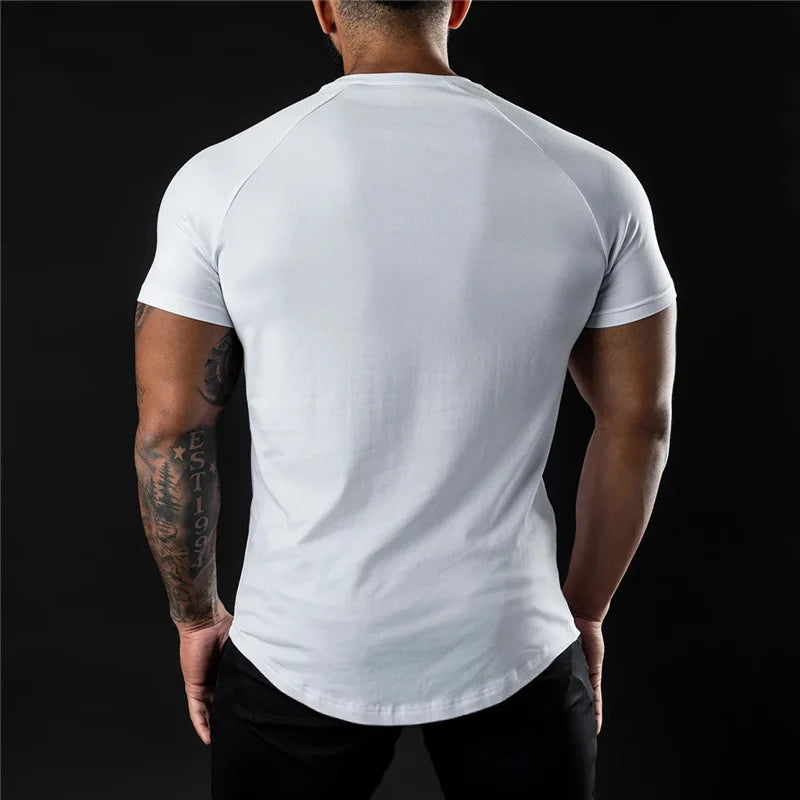 Plain Gym Tee For Mens Cotton Breathable Slim Fit Workout