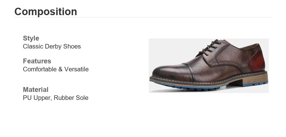 Journey Mens Casual Cap Toe Oxford Leather Dress Shoes