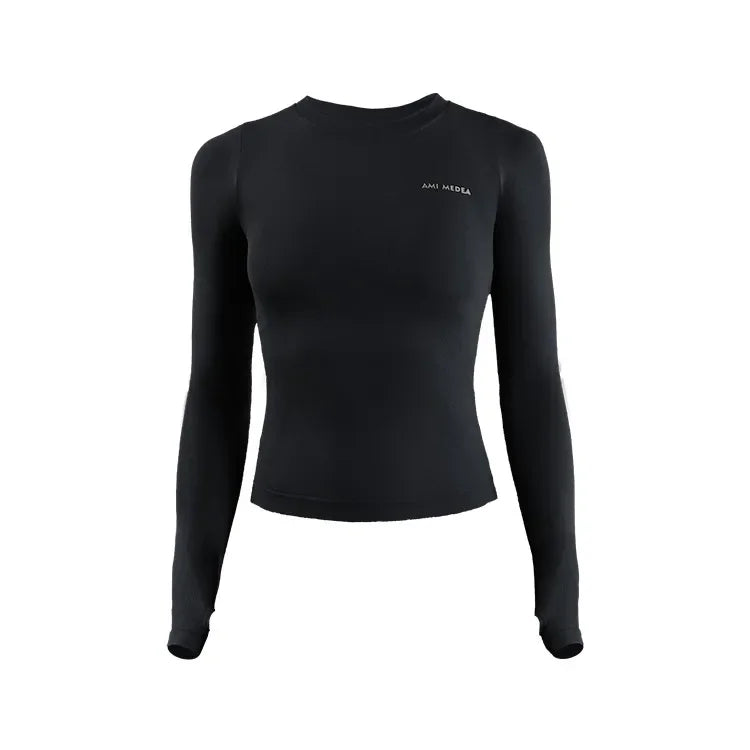 Women Yoga Long Sleeve Top Breathable Quick Dry Polyester Spandex