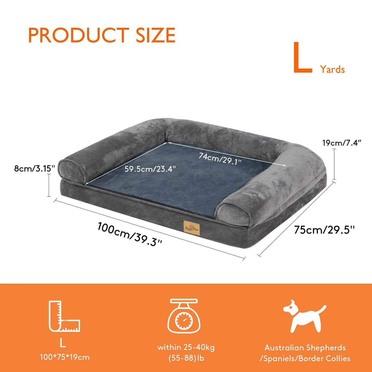 Orthopedic Dog Bed Mattress With Removable Washable Cover And Bolster
