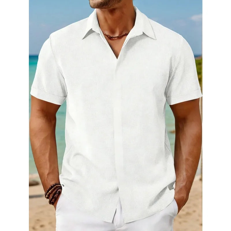 Men's Linen Short Sleeve Shirt For Breathable Everyday Comfort