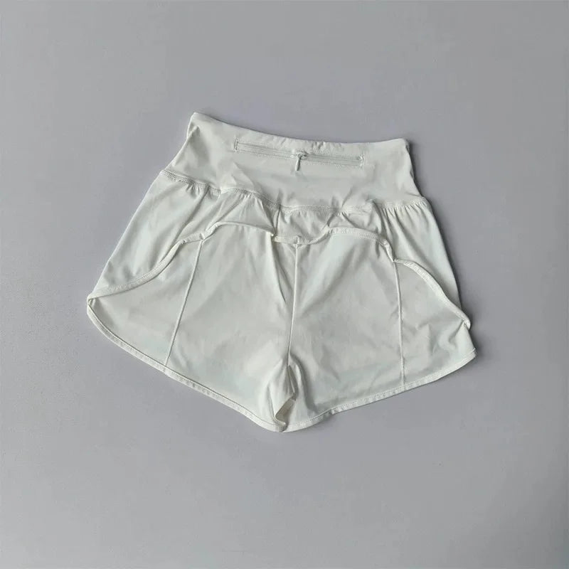 Women High Waist Yoga Sports Shorts With Anti Glare Lining