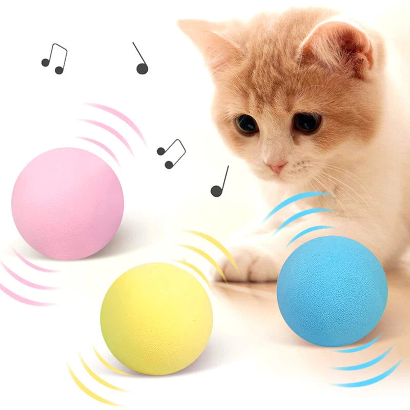 Interactive Plush Cat Ball Squeak Toy With Catnip Training