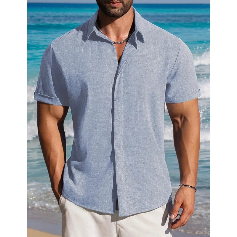 Men's Linen Short Sleeve Shirt For Breathable Everyday Comfort