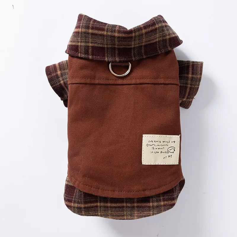 Teddy American Style Plaid Winter Dog Skirt Shirt Hoodie