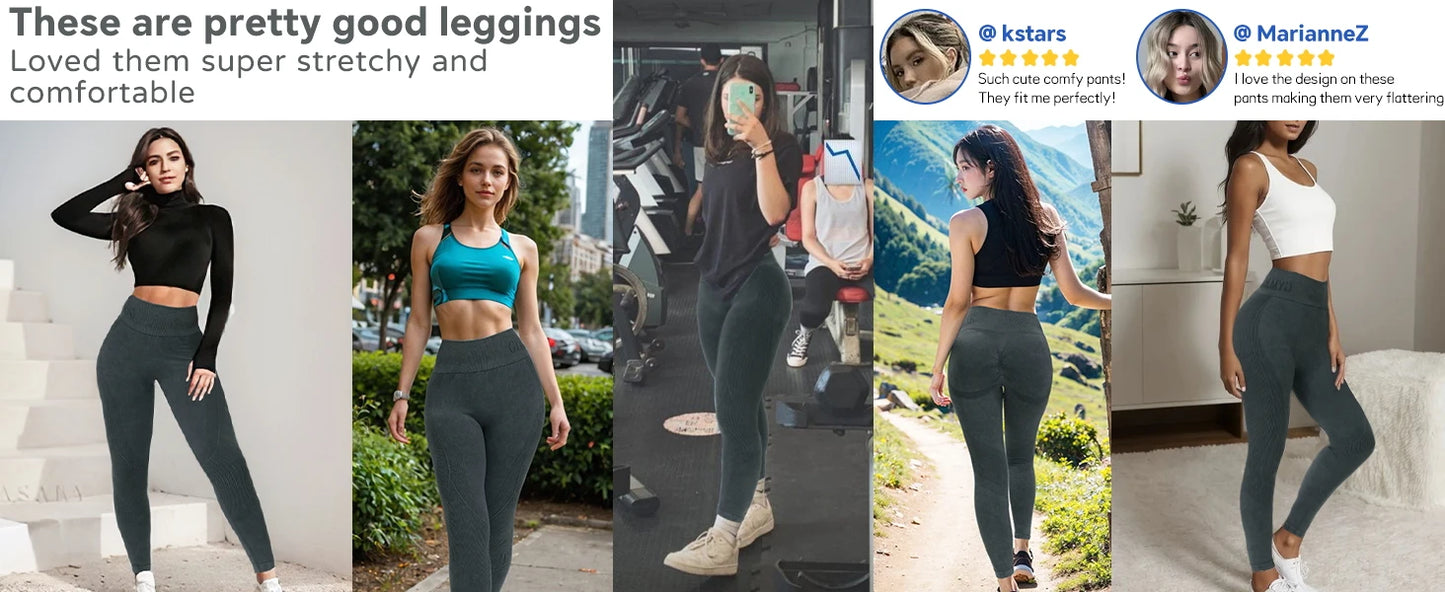 Women High Waisted Fitness Leggings 2 Pack For Gym Running