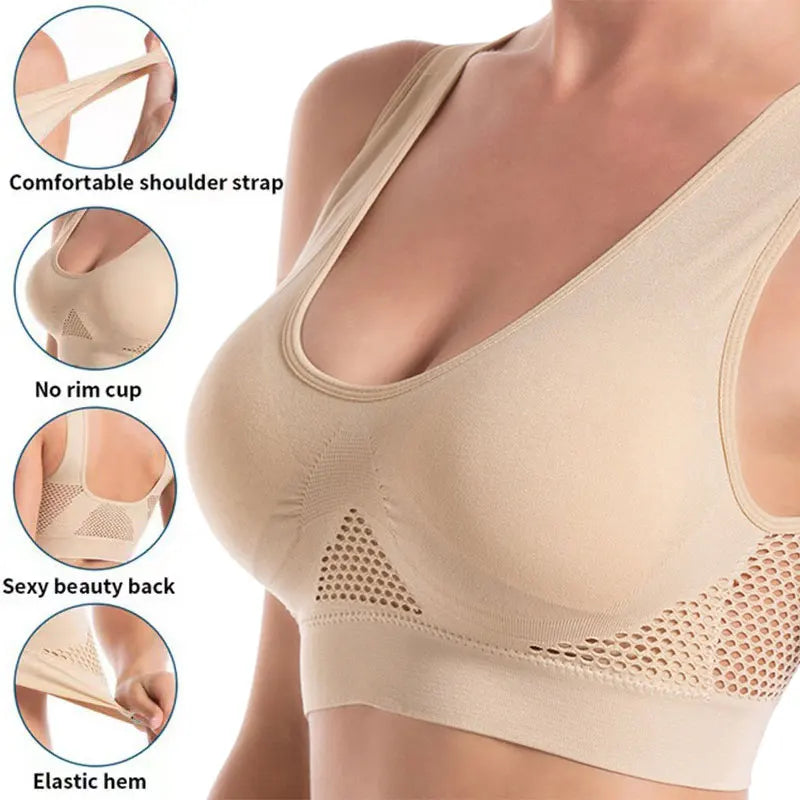 Yoga Sports Bra With Removable Pads Breathable Polyester