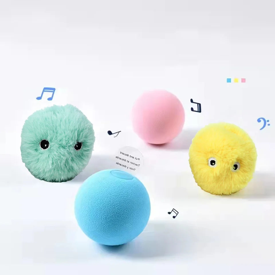Interactive Plush Cat Ball Squeak Toy With Catnip Training