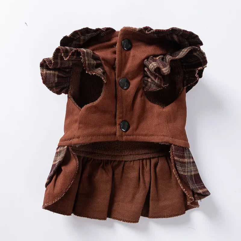 Teddy American Style Plaid Winter Dog Skirt Shirt Hoodie