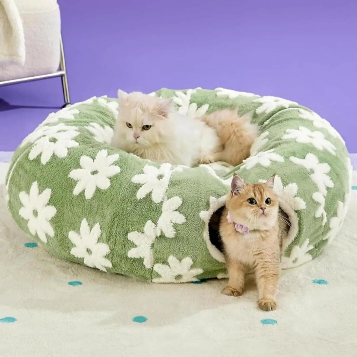 Cat Plush Foldable Tunnel Bed for Cozy Indoor Playtime